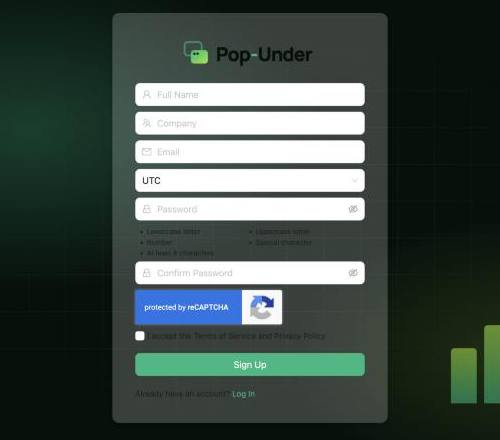 Pop-Under advertiser sign-up form